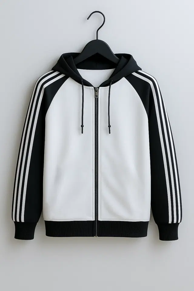 Cotton Blend Colorblocked Hoodie for Men, Black (XL)