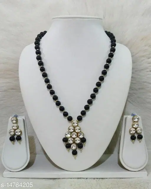 Beautiful Kundan Necklace Set for Women & Girls, Black
