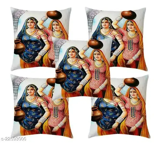 Cushion Cover for Home, Multicolor, 16x16 inches, Pack of 5