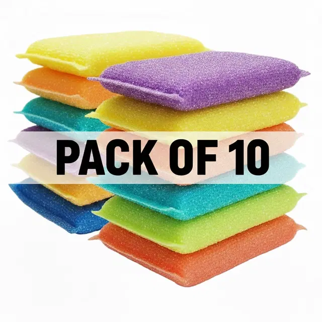Foam Scrub Pad, Multicolour, Pack of 10