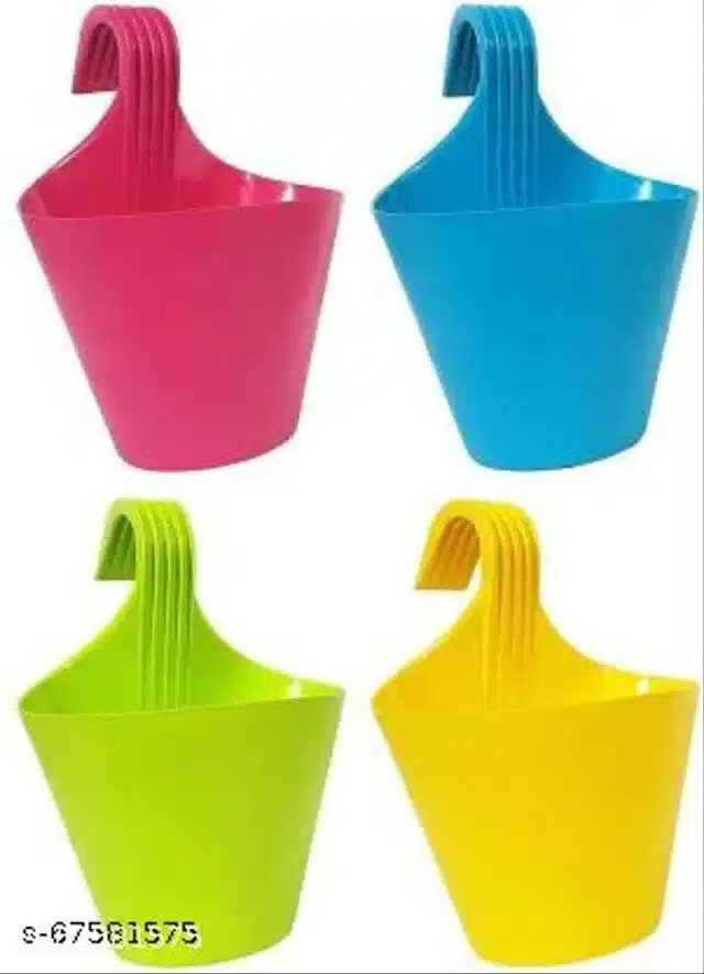 Plastic Hanging Planters, Multicolor, Pack of 4