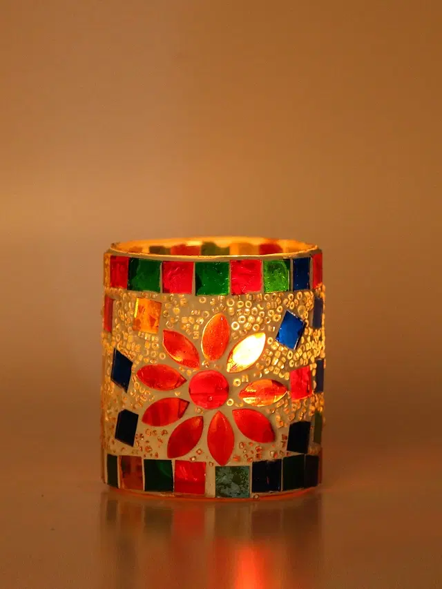 Glass Decorative Tea Light Holders, Multicolor