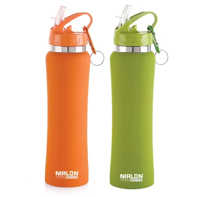 Nirlon Stainless Steel Sipper Water Bottle, Multicolor, 750 ml, Pack of 2