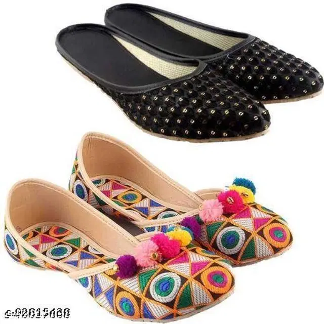 Juttis for Women, Pack of 2 (Multicolor, 4)
