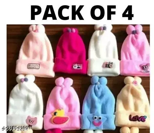 Solid Cap for Kids, Pack of 4 (Multicolor)