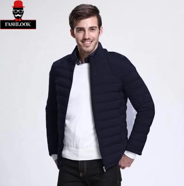 Polyester Solid Jacket for Men (Blue, M)