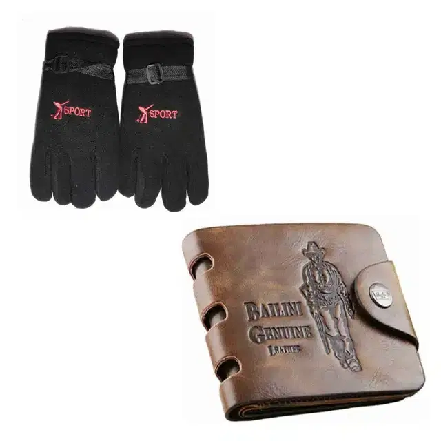 Fleece Winter Gloves with Wallet for Men, Combo of 2 (Black)