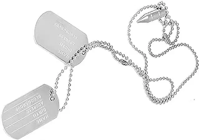 Dog Tag Pendant with Chain for Unisex (Silver)