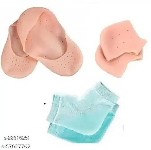 Moisturizing Silicon Gel Socks, Beige, Set of 3