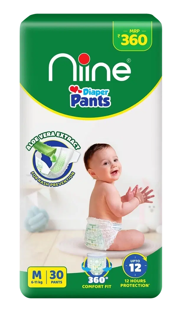Niine Aloe Vera Baby Diaper (Medium 6-11 kg ,30 Pieces)