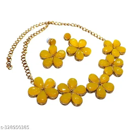 Stylish Kundan & Alloy Women’S Jewellery Sets, Yellow