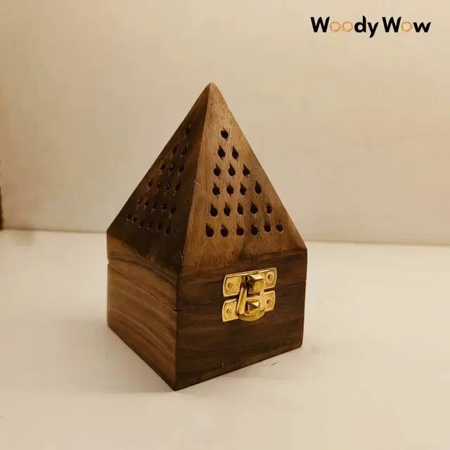 Sheesham Wooden Handicrafts Handmade Incense Holder - Medium, 3X3X5 INCH