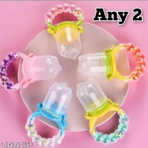 Soft Silicone Rattle Fruit Nibbler 15 Ml & Dental Care Product Bpa-Free  Pack Of 2