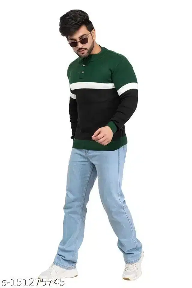 Acrylic Sweater for Men (Green, M)
