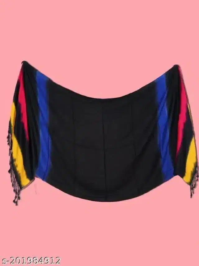 Silk Scarf for Women (Black, 1.8 m)