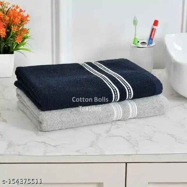 Cotton Bath Towels, Navy Blue, Pack of 2