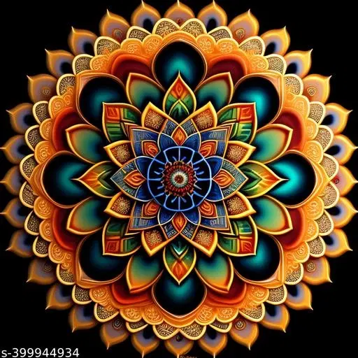 Combo of Rangoli, 31x31 cm & 3 Pcs Switch Board Stickers, Multicolor, Set of 2