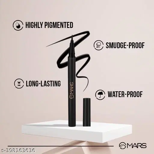 Mars City Strokes Charming Eyes Liquid Eyeliner Smooth Glide Long-Lasting 1 ml (Black)