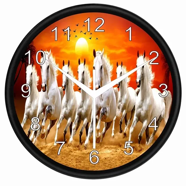 7 Horse Analog Wall Clock, Large [12" × 12"]
