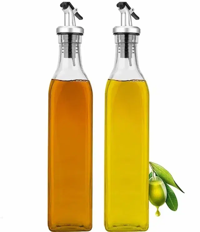 Afast 500ml Glass Oil Dispenser Bottle for Kitchen-Pack of 2