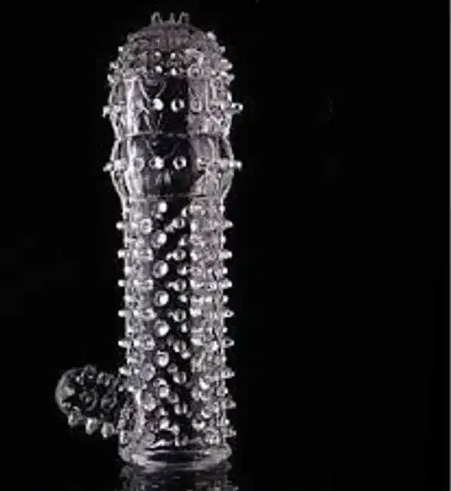 Silicone Reusable Extra Dotted Condom, Transparent
