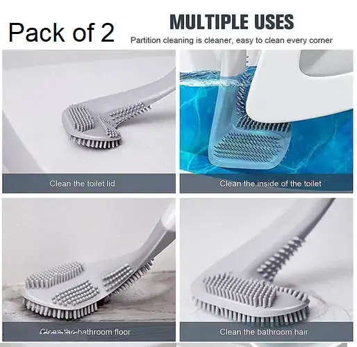 Plastic Golf Shape Toilet Cleaning Brush, Grey, Pack of 2