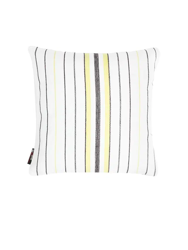 Cotton Cushion Cover, White & Grey, 14x14 inches