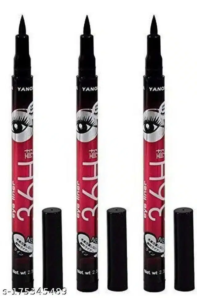 Premium 36H Eye Liners, Black, Pack of 3