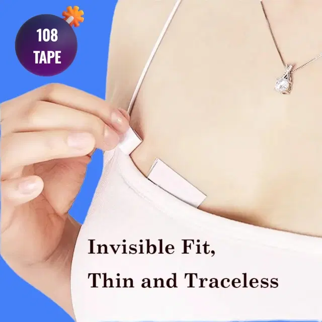 Acrylic Film Clothing 108 Double Sided Tape Strips, Transparent, Set of 1