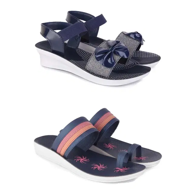 Combo of Flats & Sandals for Women, Set of 2 (Multicolor, 5)