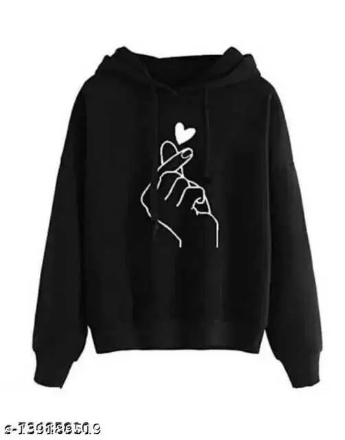 Women's Full Sleeves Sweatshirt (Black, S) (PC-25)