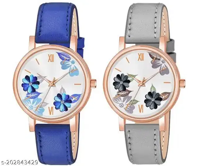 Analog Watch for Women, Pack of 2 (Multicolor)