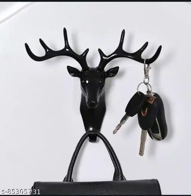 Plastic Deer Head Shape Key Holders, Black