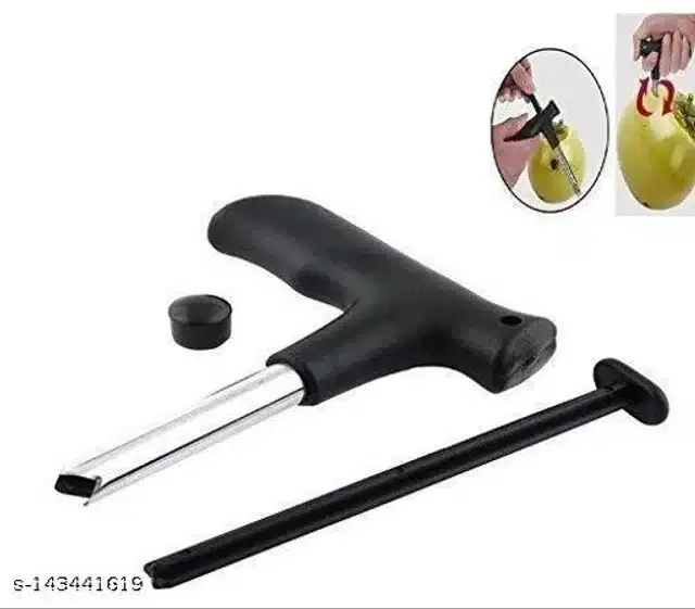 Stainless Steel Coconut Opener, Black & Silver