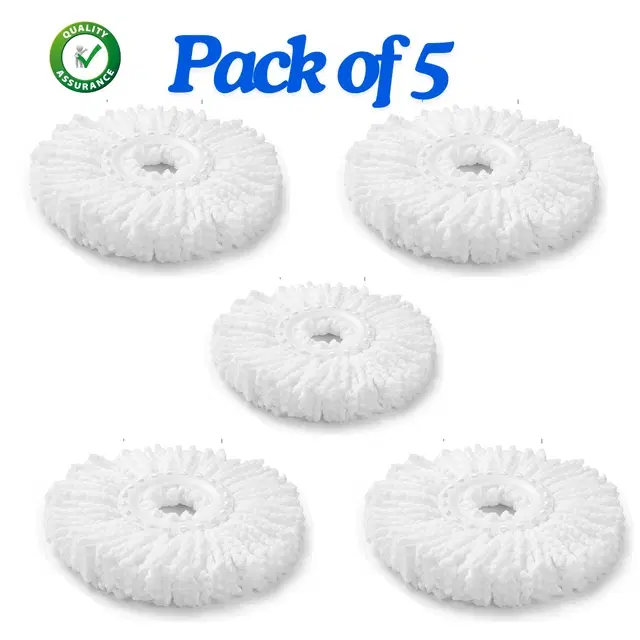 Bzore Spin Mop Refills, White, Pack of 5