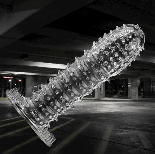 A R Silicone Crystal Dotted Condom for Men, Transparent