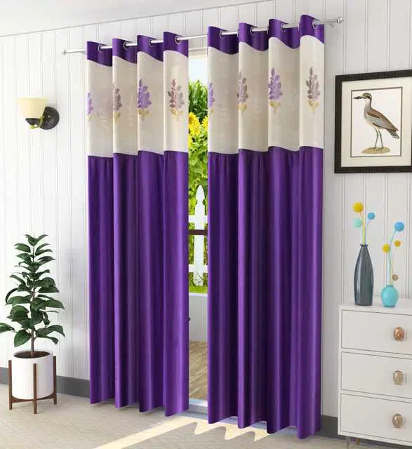 Homefab Polyester Curtains, Purple, 5 Feet, HF-207