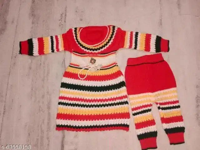 Woolen Sweater & Pant for Girls (Multicolor, 3-6 Months)