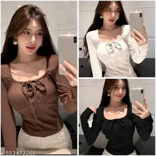 Lycra Top for Women, Black, Pack of 3 (XS)