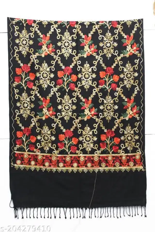 Woolen Shawl for Women (Black, 2 m)