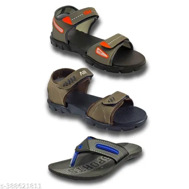 Sandals with Flipflop for Men, Pack of 3 (Multicolor, 6)