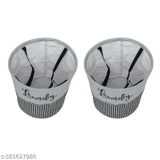 Non-woven Laundry Basket, Gray ,  (Pack Of 2)