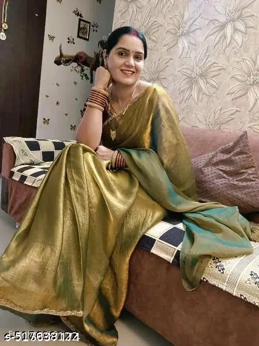 Chiffon Embellished Saree For Women, Yellow