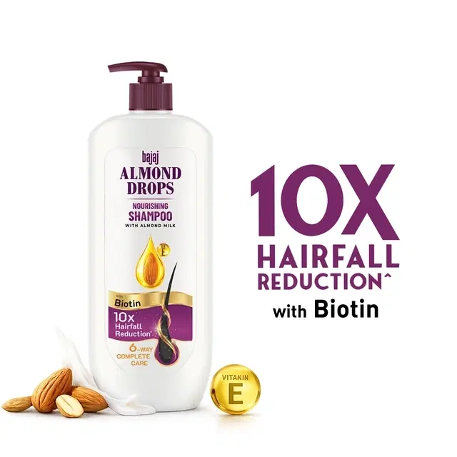 Bajaj Almond Drops Nourishing Shampoo with Almond Milk, Vitamin E & Biotin 340 ml