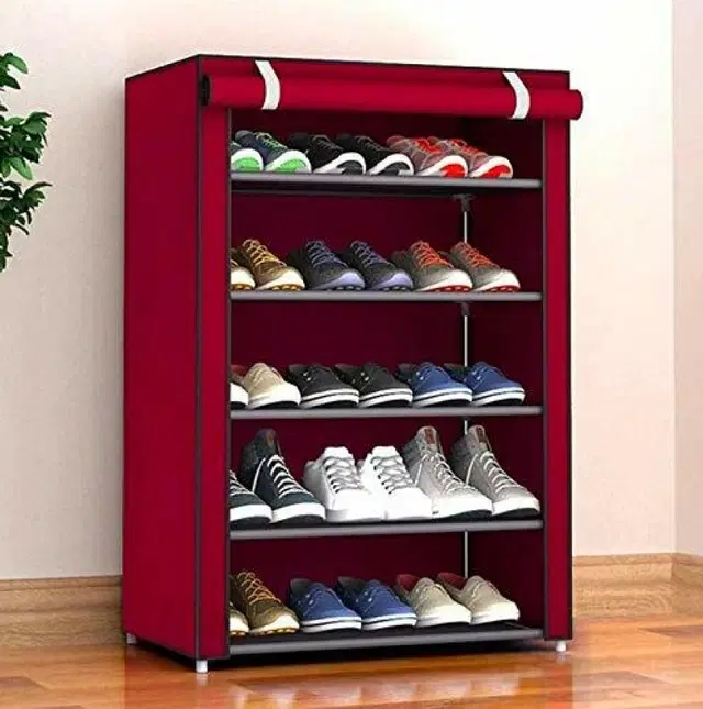 Multipurpose 5-Tiers Shoe Rack, Maroon