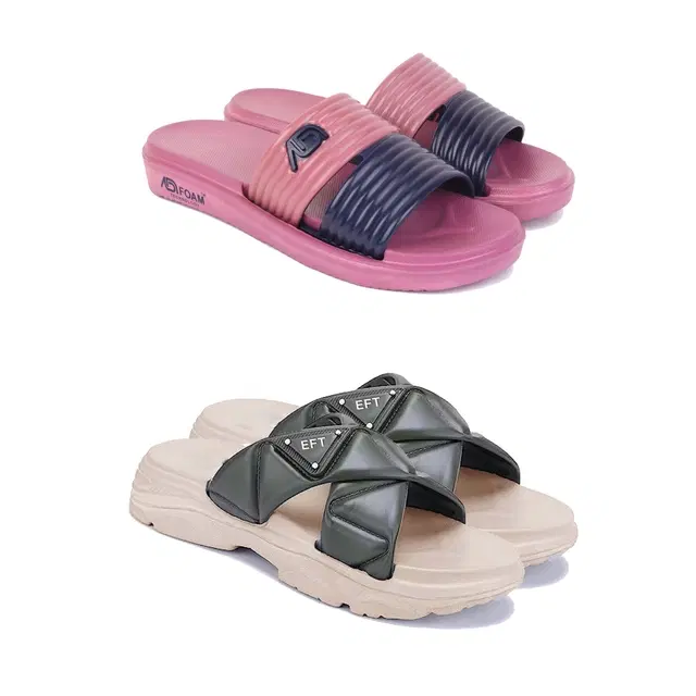 Sliders for Women, Set of 2 (Multicolor, 5)