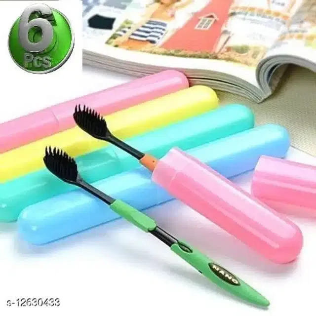 Plastic Toothbrush Cases, Multicoor. Pack of 6