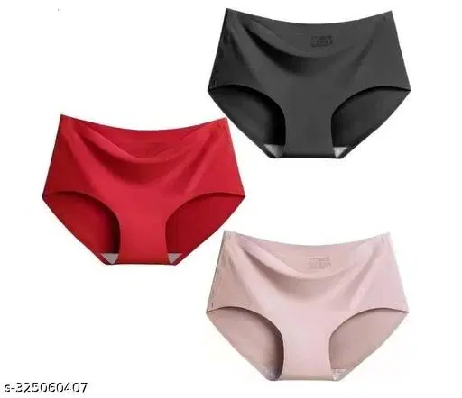 Nylon Briefs for Women, Multicolor, Pack of 3 (L)