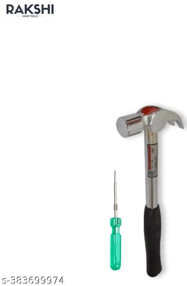 Stainless Steel Claw Hammer with Screw Driver, Multicolor, Set of 2
