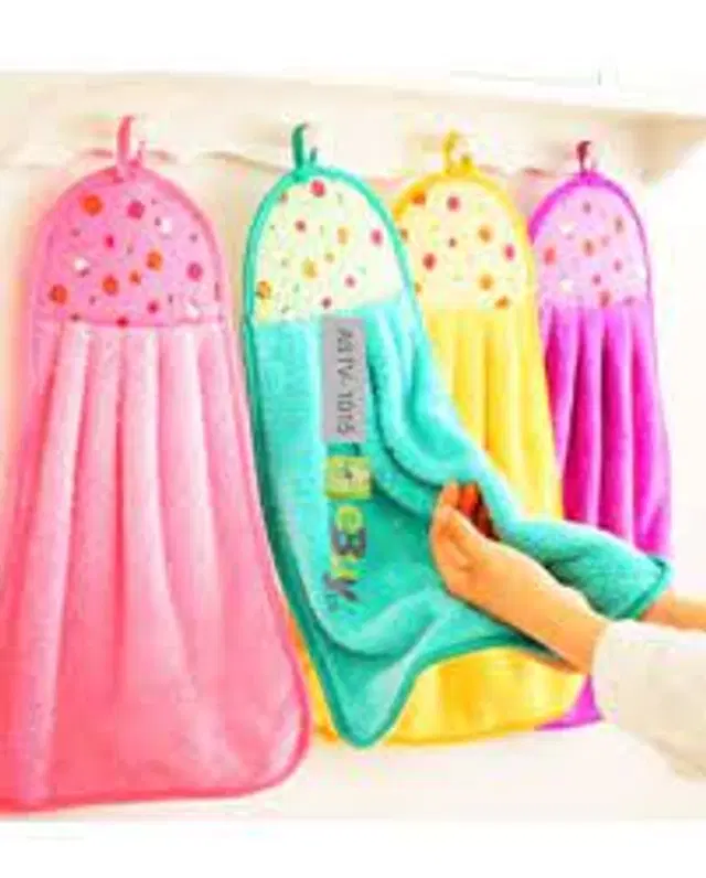 Microfibre Solid Hand Towels, Multicolor, Pack of 4